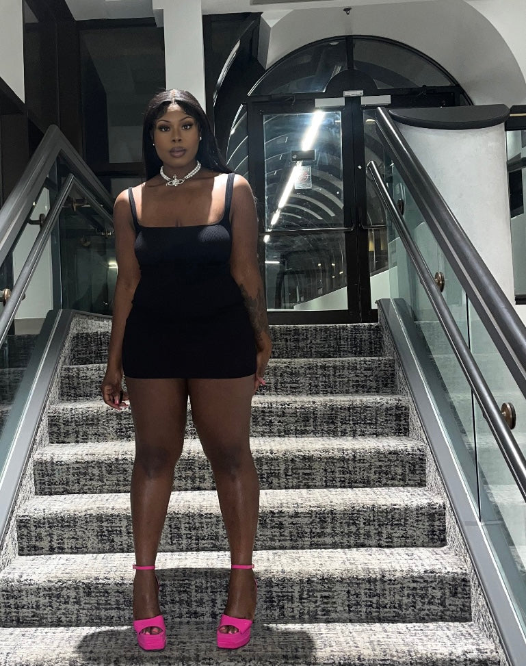 “noir” mini dress