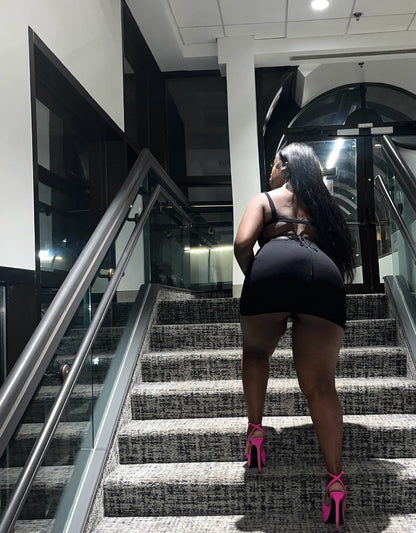 “noir” mini dress