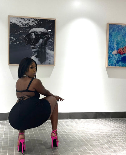 “noir” mini dress