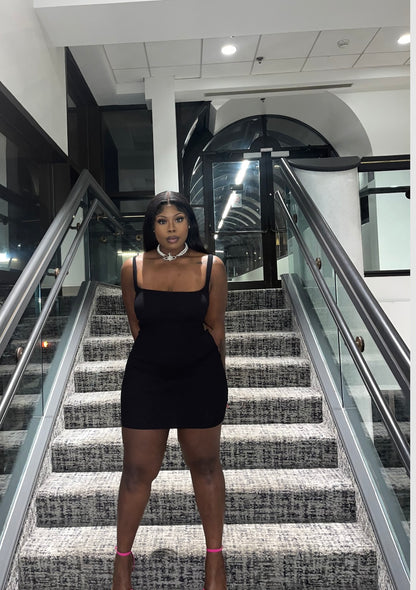 “noir” mini dress